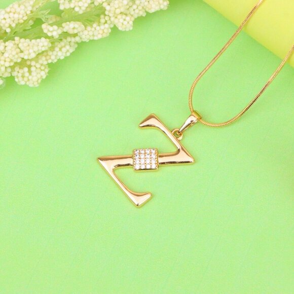 "Rose Gold Z Initial Pendant with CZ Accents Stylish Jewelry, XPPT1437 - Picture 3 of 10